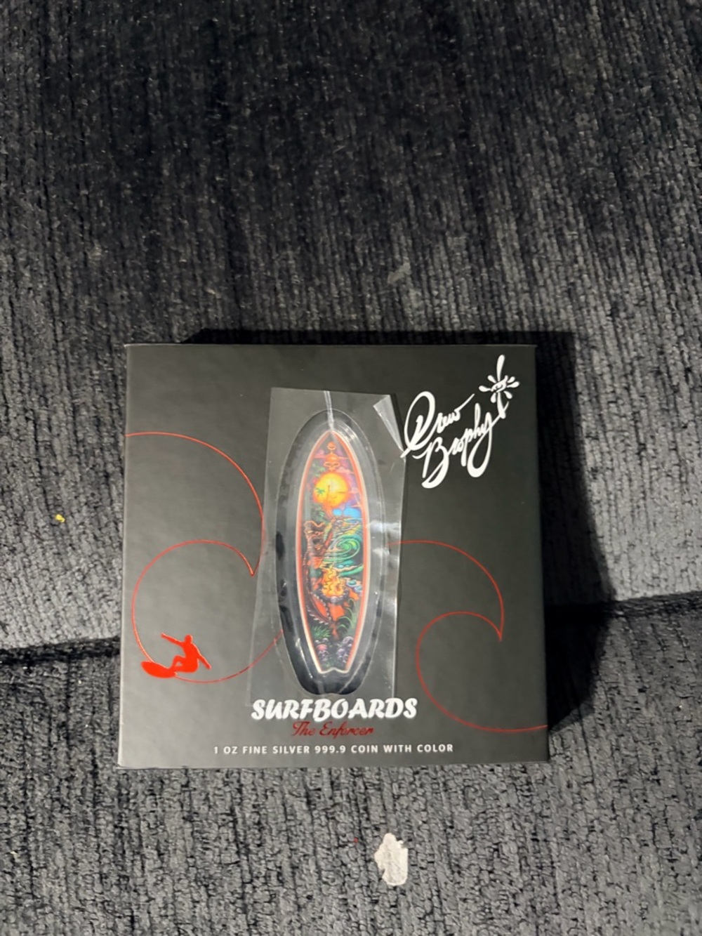1 oz Silver Coin Surfboards Collector coin - Black with Red Accents